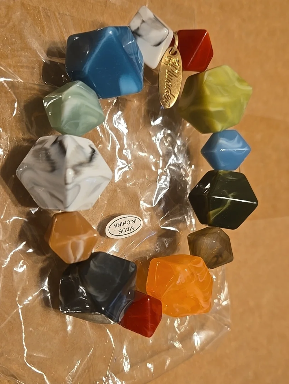 NWT Plunder Multicolor Resin Geometric Bead Bracelet -